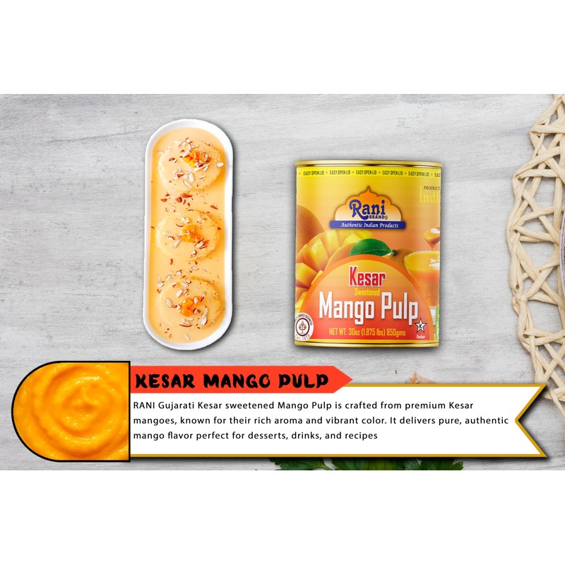 Rani Mango Pulp Puree (Makes Mango Lassi Shakes) Kesar Sweetened