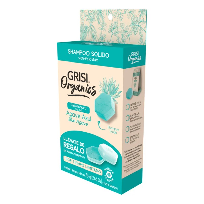 Grisi Organics, Shampoo Sólido Agave Azul, 75 Gr