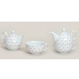 Tea for One Teapot ~ Heart Design ~ Cup with Tea Set Teapot with Cup Tea Set
