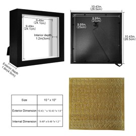 sunmeg 3D Picture Frame for Filling 25 x 25 cm Deep 3D Object Frame Wood up to 3 cm, 3D Frame for Objects, Flowers, Wedding Bouquet or Memorabilia, Black