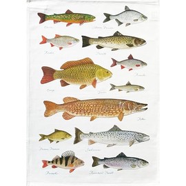 Half a Donkey Freshwater Fishes large cotton tea towel