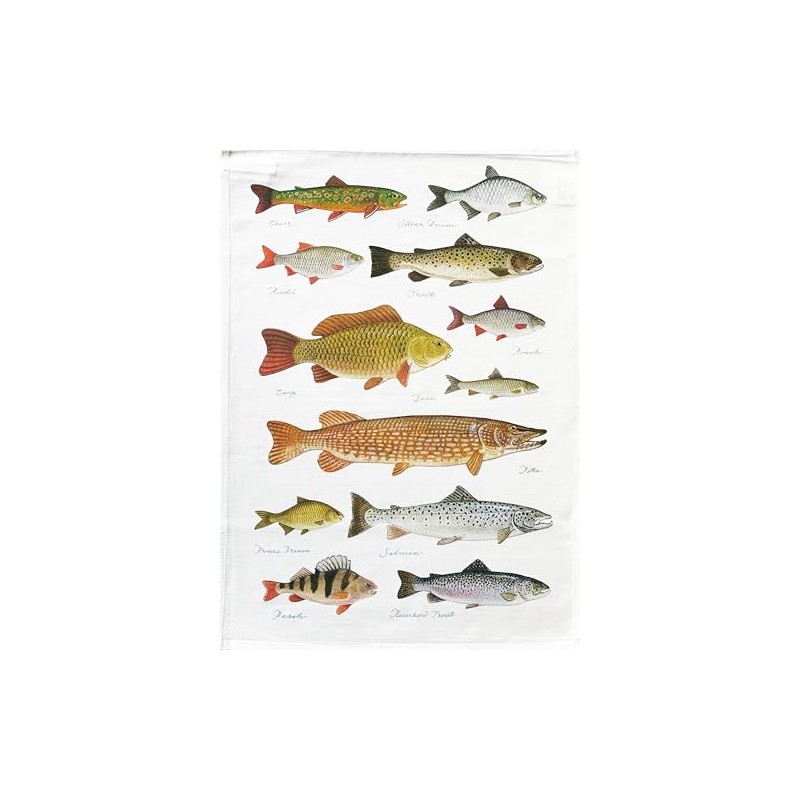 Half a Donkey Freshwater Fishes large cotton tea towel