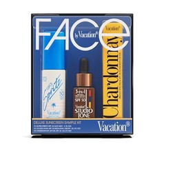 Vacation Kit de Muestra de Protector Solar de Lujo, Bruma Facial SPF 50, Gotas Bronceadoras, Bálsamo Labial