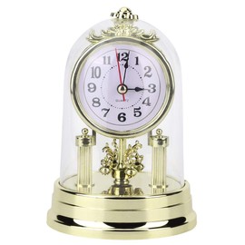Nikou Table Clock - European Retro Style Living Room Clock Antique Silent Table Clock Home Ornament Decor (Gold)