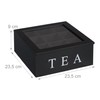 Relaxdays Tea Box, 9 Compartments, Tea Bag Storage, MDF, Acrylic,