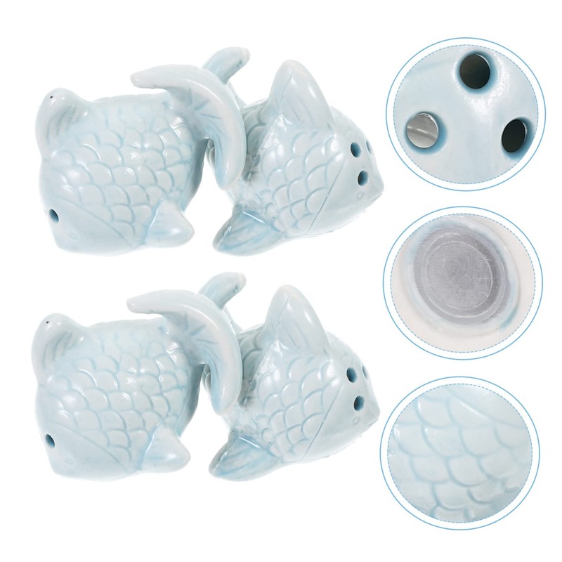 SHOWERORO 4pcs Seasoning Dispenser Fish Shaped Spice Jars Practical and