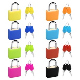 Zsanhua 8 Pieces Suitcase Locks with 2 Keys Colored Suitcase Padlock Multicolor Small Padlock Luggage Padlock Multicolor Coated Brass Lock for Baggage Backpack Laptop Bag Gym Locker