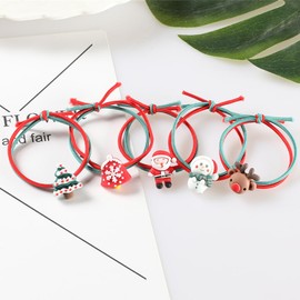 10pcs Girls Hair Accessories Hair Clips, Christmas Girls Hair Accessories, Cartoon Multicolor Kids Hair Ties, Christmas Hair Ties Kid Ponytail Holder Hair for Girls Women Ponytail Holder (Red-B)