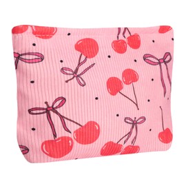 Ksriylm Cute Cherry Makeup Pouch for Women Small Make Up Bag for Purse Zipper Initial Makeup Cosmetic Bags Pouches for Purse Aesthetic Travel Toiletry Bags, Red Cherries Bows