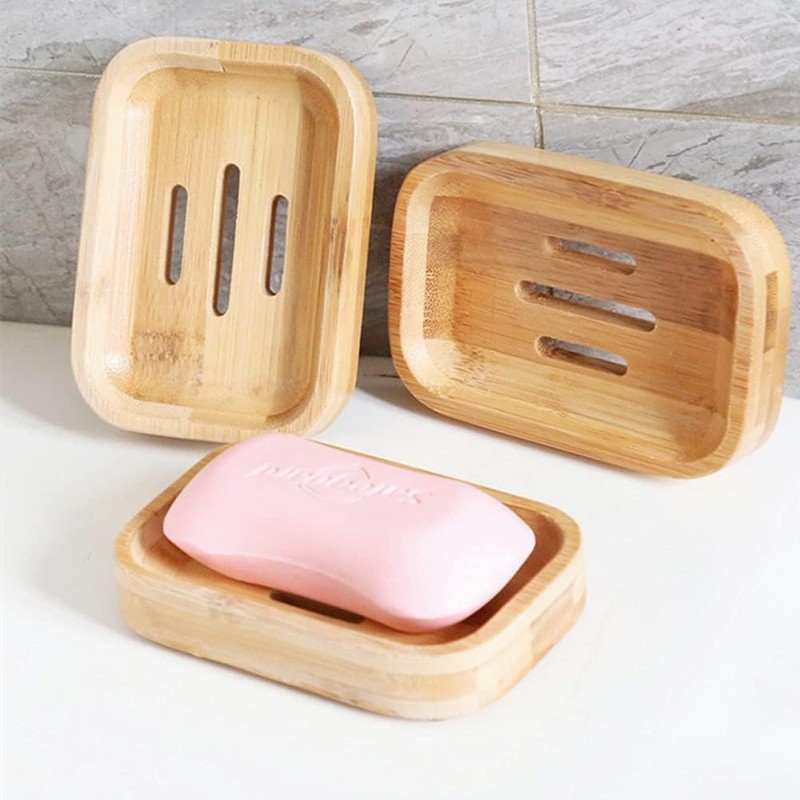 Kandid Bamboo Soap Dish - Curved Elevated Design with Drainage