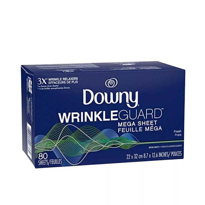 Downy WrinkleGuard Dryer Mega Sheets Fresh 80 Count 3X's Wrinkle