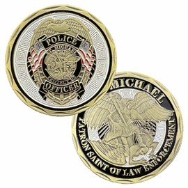 DFFDFF St. Michael Police Officers Challenge Coin Token Patron Saint of Law Enforcement Prayer Coin Gift