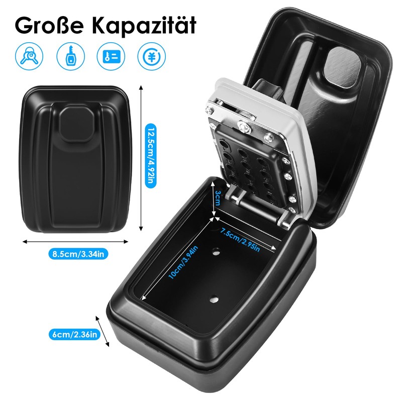 Key Safe with Number Code, Professional 12 Digit Key Safe
