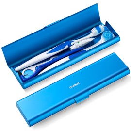 Oralphi Wider Aluminum Toothbrush Travel Case, Portable Travel Toothbrush Holder, Durable Manual Toothbrush Box Container for Traveling, Bathroom, Camping, Business Trip, Blue