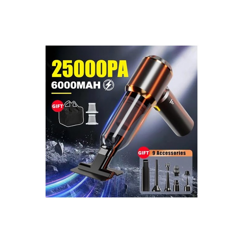 Aspiradora de Mano DiliDala 25000PA | Inalámbrica, Batería 10000mAh, 3