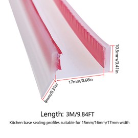 Kitchen Strip Sealing Profile for Kitchen Plinth for 15 mm 16 mm 17 mm Skirting Board Kitchen 2 m Kitchen Skirting Board (Transparent, 3 M)