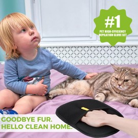 YINGPM Electrostatic Pet Hair Remover Glove – Double Sided, Reusable Deshedding Mitt for Cats & Dogs – Soft Silicone Grooming Glove for Fur, Furniture, Carpet & Car Seats – Blue (1PC)