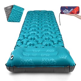 AKSOUL Self-Inflating Sleeping Pad for Camping: Inflatable Wide Compact & Ultralight Air Mattress Sleep Mat, Lightweight Inflatable Pads for Backpack Hiking Traveling Outdoor