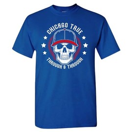 Chicago True Through & Through Men's Skull T-Shirt for Chicago Fans (Royal Shirt,S)