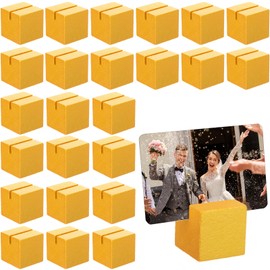 Colingmill Colingmill 24 Pieces Golden Wooden Table Number Stands Square Weeding Table Name Holder Place Card Holders Office Birthday Party Events Decoration Tag Photo Menu Clips Banquet Restaurant