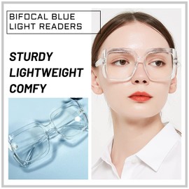 OCCI CHIARI Bifocal Blue Light Reading Glasses for Women Transition Readers Far and Near (200+ Clear)