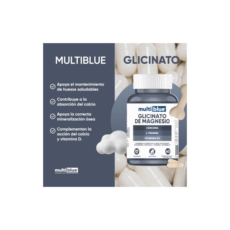MULTIBLUE Glicinato de Magnesio | Adicionado con L -Teanina y