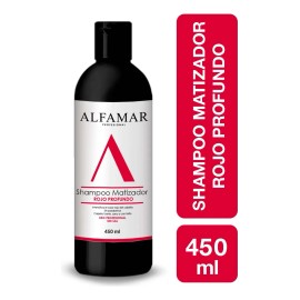Shampoo Matizador Rojo Profundo Alfamar Sin Sal Para Cabello rojo cobrizo y naranja