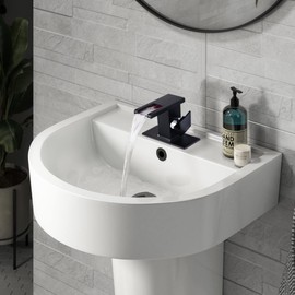 Y-Garhe Black Waterfall Bathroom Faucet, LED Faucet Waterfall, Single Hole Bathroom Faucet, Waterfall Bathroom Sink Faucet, Bathroom Faucet with LED Light, Waterfall Type Faucet