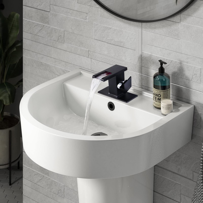 Y-Garhe Black Waterfall Bathroom Faucet, LED Faucet Waterfall, Single Hole