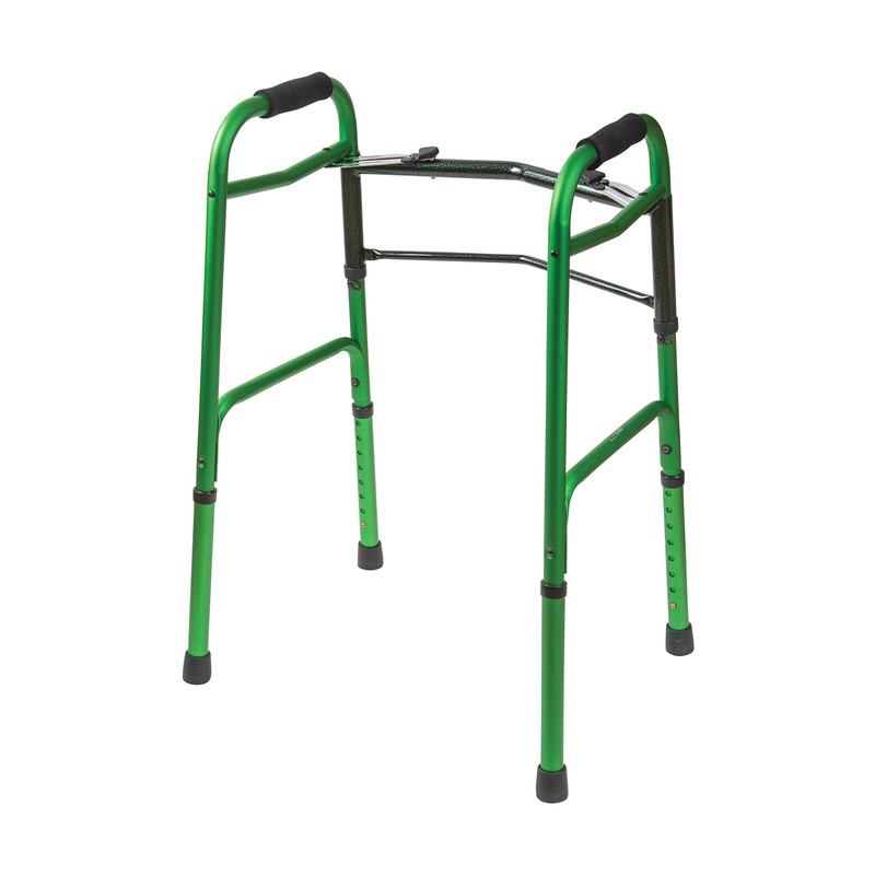 DMI Lightweight Aluminum Folding Walker with Easy Two Button Release,