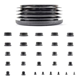 23mm Plastic End Caps, Black Round Tube Inserts, Pack of 4 (See Second Image for Ordering Guide) - Made in Germany