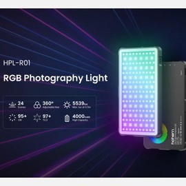 Hohem HPL-R01 Photography Lighting, On Camera Light, RGB Video Light, 130 Minutes Portable Camera Light, CCT 2500K-9000K, CRI 95+, TLCI 97+, 24 FX Effects, 10W Output for TikTok, Content Creator