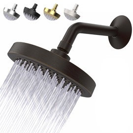 High Pressure Shower Head - Anti-Clogging Silicone Nozzles - 2.5 GPM Removable Restrictor - Easy Clean Adjustable Replacement - easy to install with Plumbers Tape - 6 inch - Oil Rubbed Bronze Finish