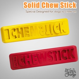 Dog Chew Stick Toy,Interactive Treat Dispensing Puppy Toys,Durable Safe Rubber Teeth Clean Dog Puzzle Slow Feeder for Aggressive Chewers Large Medium Breeds (Yellow+Red)