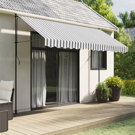 vidaXL Anthracite/White Stripe Awning Valance Replacement Fabric - UV/Water Resistant Polyester 3.5m Width, 330x20cm