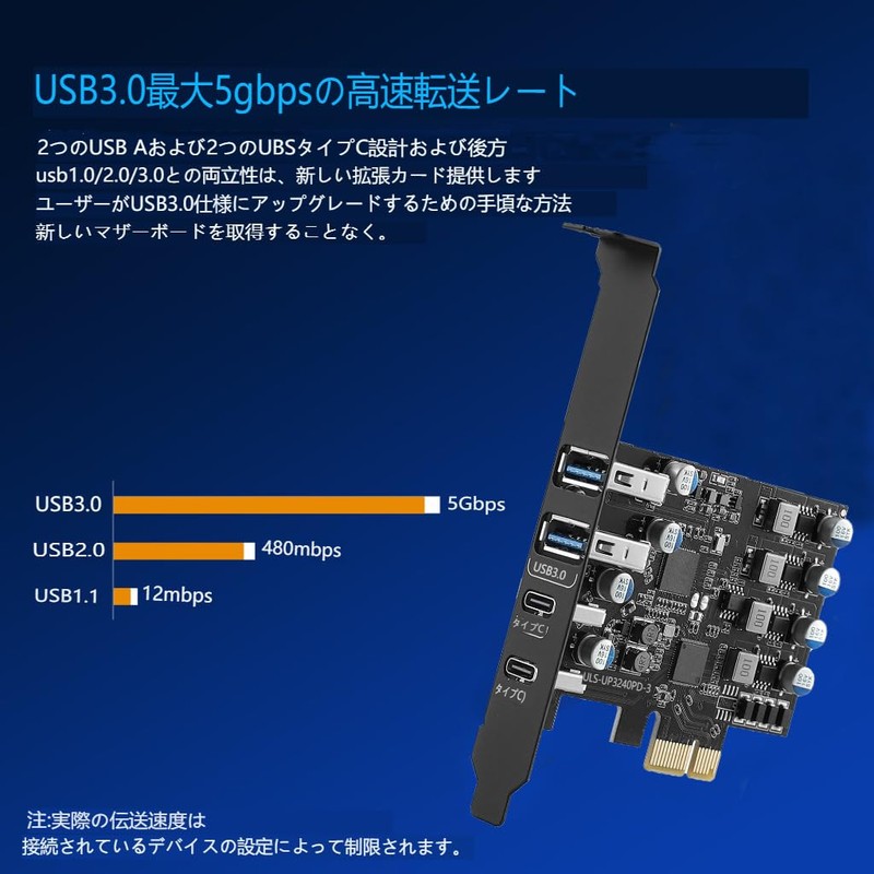 FARBOKO PCIe USB Card, 25W Power Supply, 4 Port Expansion