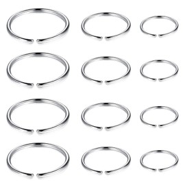 12 Nose Piercing Nose Ring Fake Nose Ring Nose Piercing Stainless Steel Septum Nose Lip Ring Fake Earrings for Septum Tragus Helix Nose Lip Ear Intimate