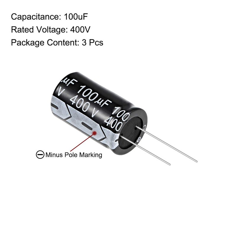 sourcing map 100uF 400V Capacitor, Aluminum Electrolytic Capacitors 105C High