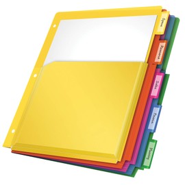 Oxford Binder Dividers with Pockets, 3 Pack, 5 Multicolor Tabs with Inserts, Pockets Expand 1/4", Flexible Lightweight Plastic Dividers for 3 Ring Binders