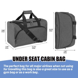 Finnhomy 20L Underseat Cabin Bag,Carry On Luggage for Airlines, Travel Duffle Bag with Multiple Pockets, Adjustable Shoulder Strap, Fits Under Seat, 2 PACK