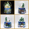 Snow globe Christmas music box, winter hut, base Christmas market