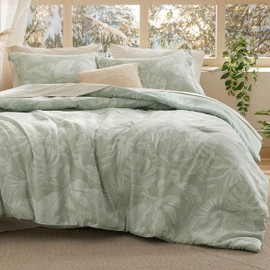 Bedsure Bed in a Bag King Size 7 Pieces - 100% Cotton Sheet and Polyester Bedding Comforter Sets, Soft Cute Floral Bed Set with Botanical Flowers Comforter, Cotton Sheets, Pillowcases & Shams