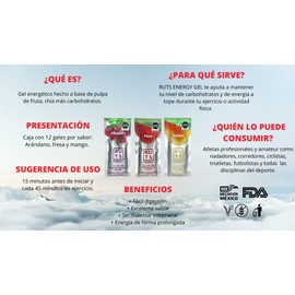 RUTS ENERGY GEL ENERGÉTICO ARÁNDANO (CAJA CON 12 GELES 46 GR C/U)