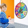 LAMEK 66cm Doppelseitige Klett Dartscheibe Kinder Dino mit 6 klebrigen