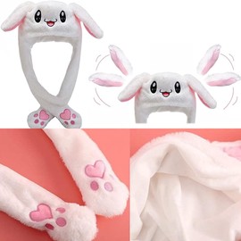 2 Pcs Cute Rabbit Hat Unisex Funny Bunny Hat With Moving Ears Plush Rabbit Hat Bunny Ears Headband Toys Fancy Dress Cosplay Rabbit Best Gift for Kids Adults(Rabbit Shape + Giant Panda Shape)
