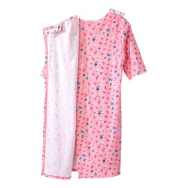 Silverts Women's No Peek Hospital & Home Care Gown - Candy Petal MED