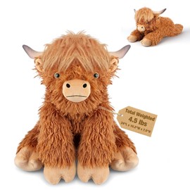 24" & 4.5lbs Highland Cow Stuffed Animal, Sitting & Laying Weighted Stuffed Animals, Cuddly & Soft Weighted Highland Cow Plush for Adults & Kids, Highland Cow Gifts for Christmas & Valentine’s Day
