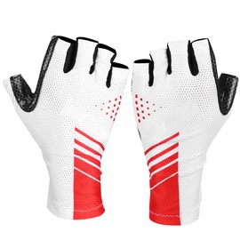 BOODUN Pair of Half Finger Cycling Gloves Non-Slip Breathable Hands Protect for Outdoor Sports Fitness(Black Red M)