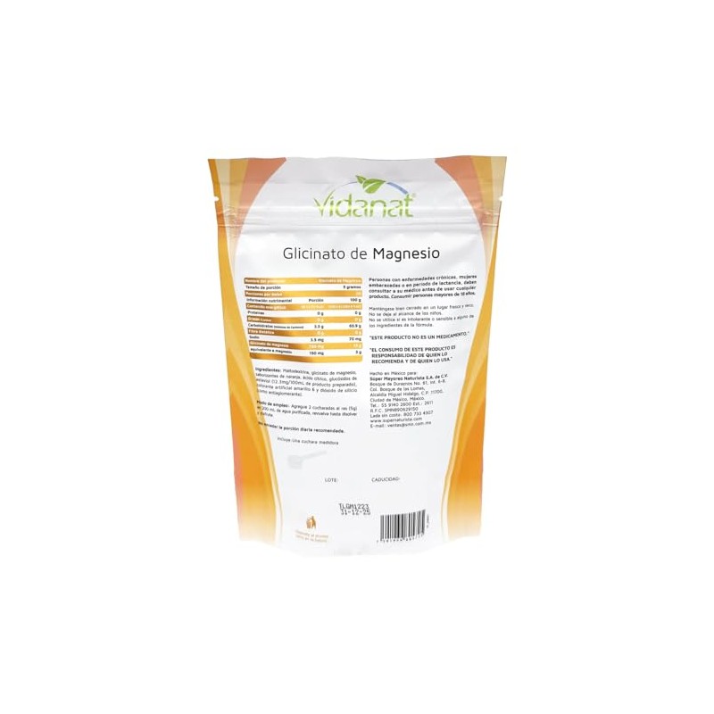 Vidanat Glicinato De Magnesio Naranja 150 G