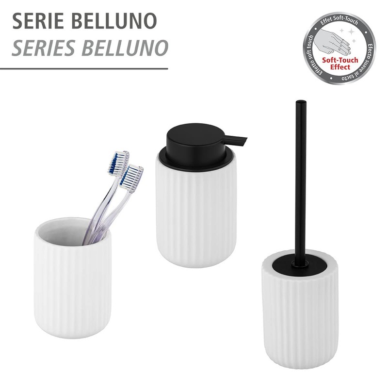 WENKO Belluno Liquid Soap Dispenser, Refillable Ceramic Soap Dispenser with